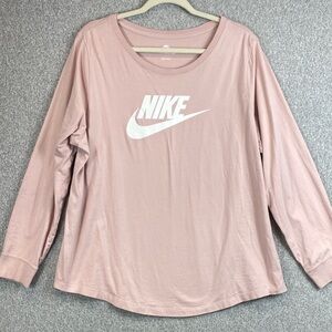 "The Nike Tee" Pink Long Sleeve Athletic Activewear Size 1X Women's athleisure